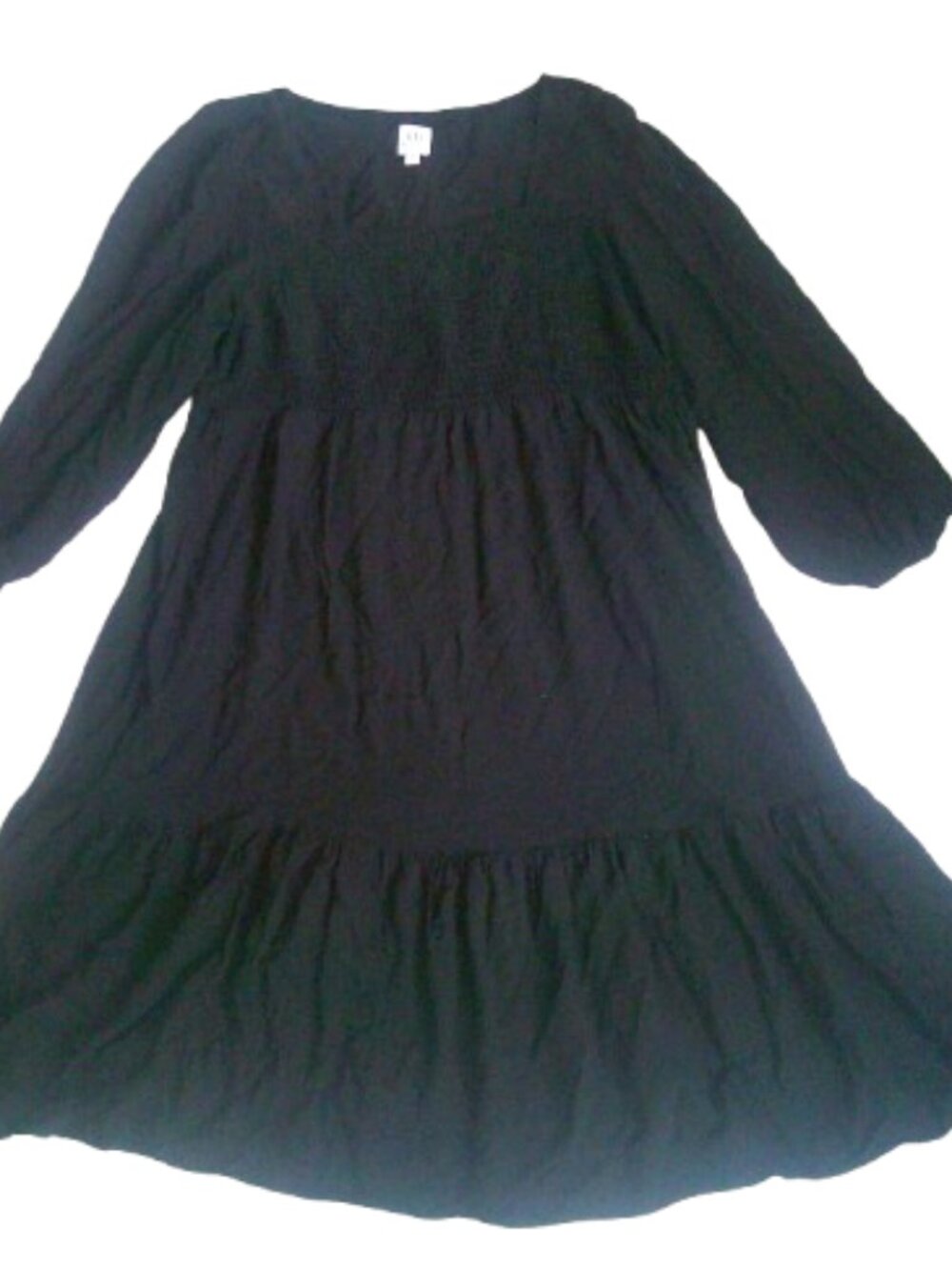 Gap Maternity Tiered Maxi Dress Smocked Bodice Long Sleeve Size XXL